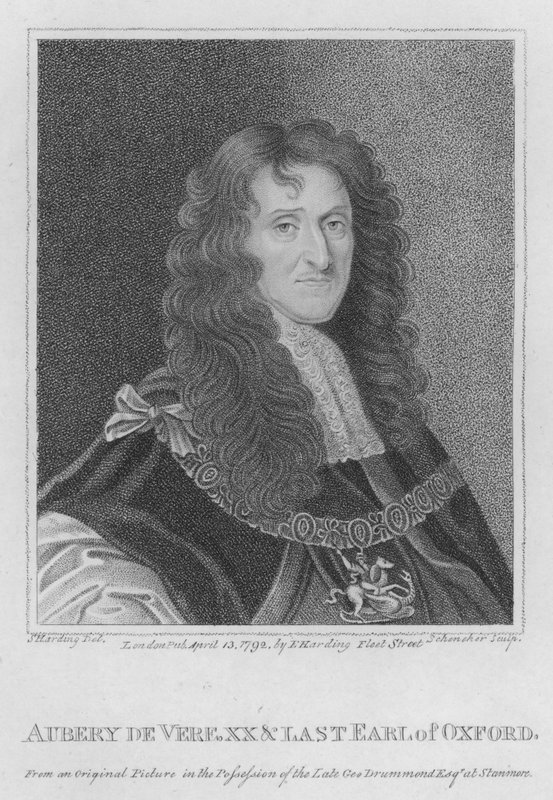Aubery de Vere, XX og sidste jarl af Oxford (gravering) af S. (after) Harding