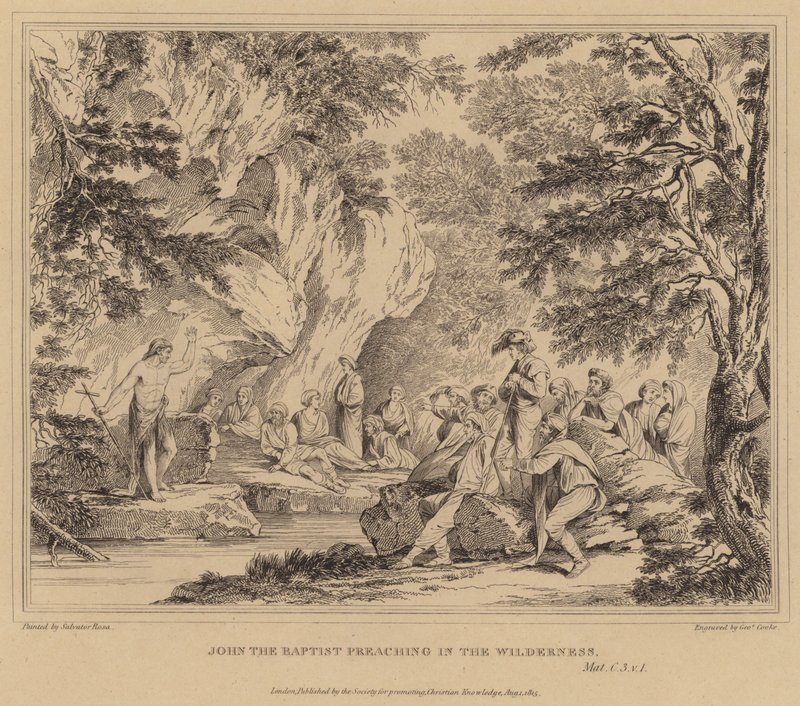 Johannes Døberen prædiker i ørkenen, Matthæus af Salvator Rosa