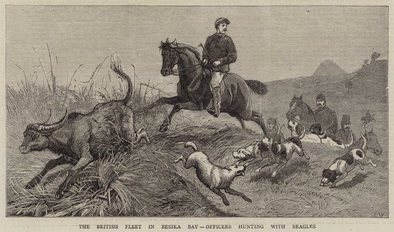Den britiske flåde i Besika Bay, Officerer på jagt med Beagles af Samuel Edmund Waller