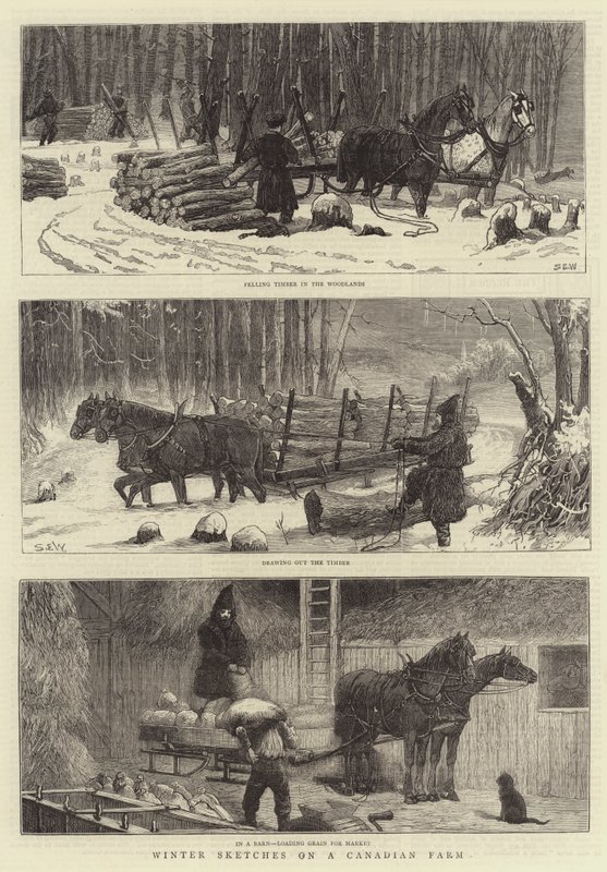 Vinterskitser på en canadisk gård af Samuel Edmund Waller