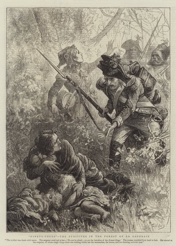 Treoghalvfems, de flygtende i La Saudraies skov af Samuel Luke Fildes