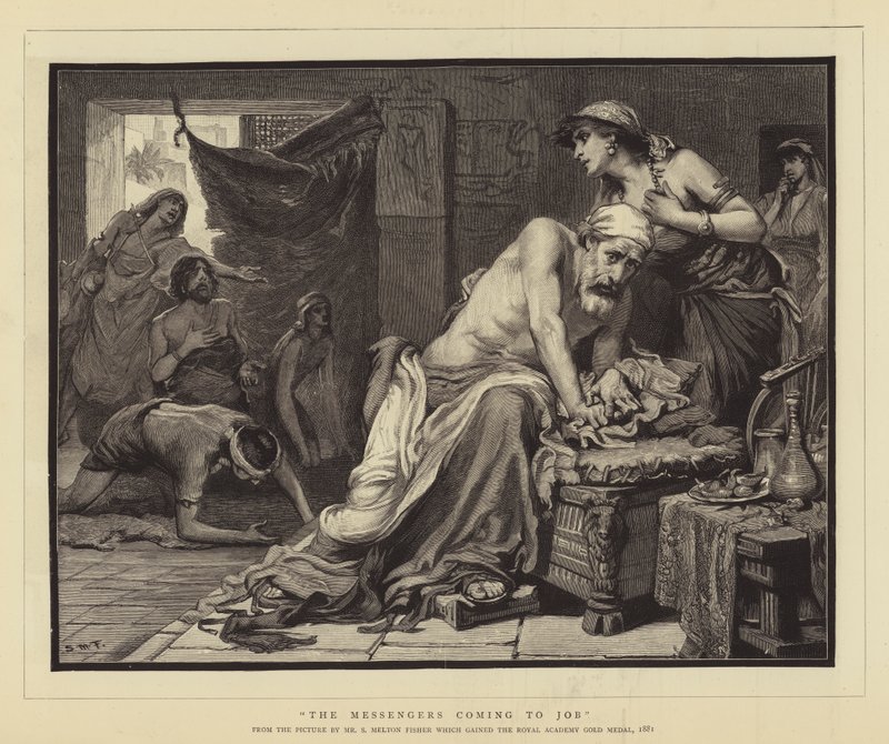 Sendebudene kommer til Job af Samuel Melton Fisher