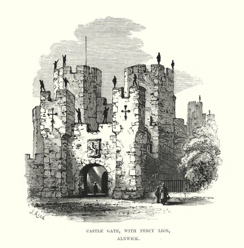 Castle Gate, med Percy Lion, Alnwick af Samuel Read