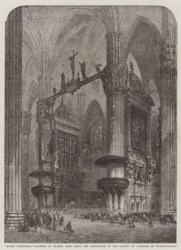 Katedralen i Milano, fra udstillingen af Society of Painters in Water-Colours af Samuel Read