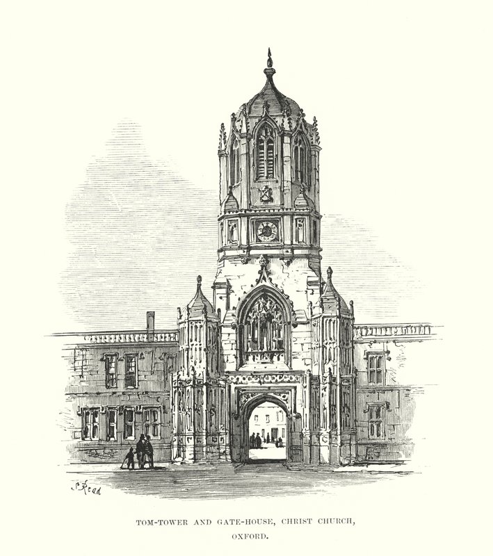 Tom-Tower og Gate-House, Christ Church, Oxford af Samuel Read