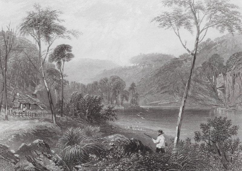 Australien: Fairlight Glen, ved Warragamba (gravering) af Samuel (after) Prout