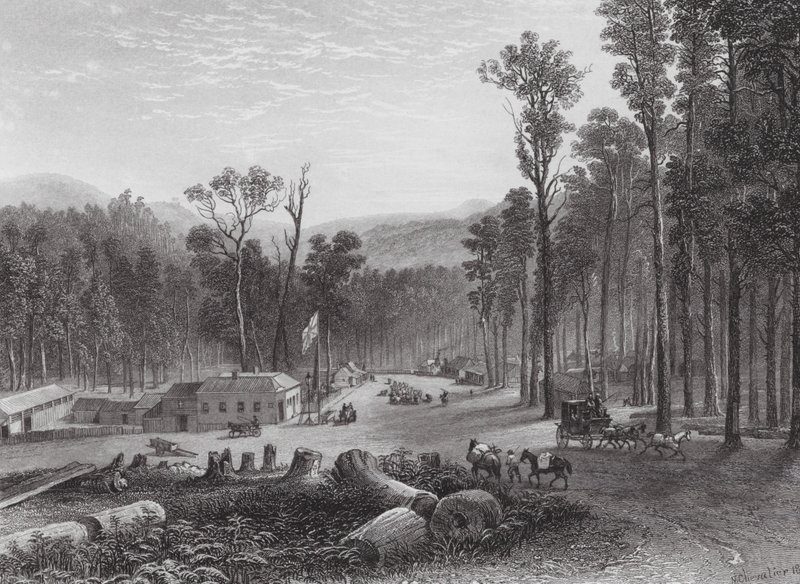 Australien: Marysville, Victory (gravering) af Samuel (after) Prout