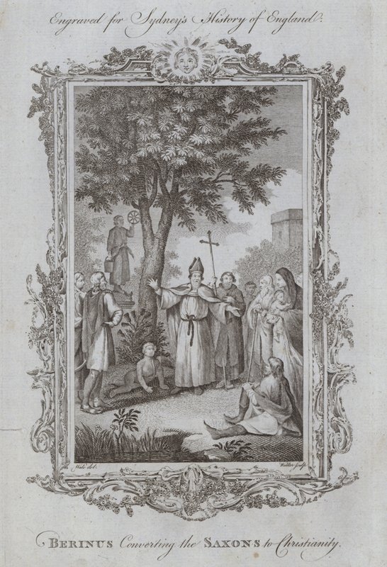 Berinus omvender sakserne til kristendommen (gravering) af Samuel (after) Wale