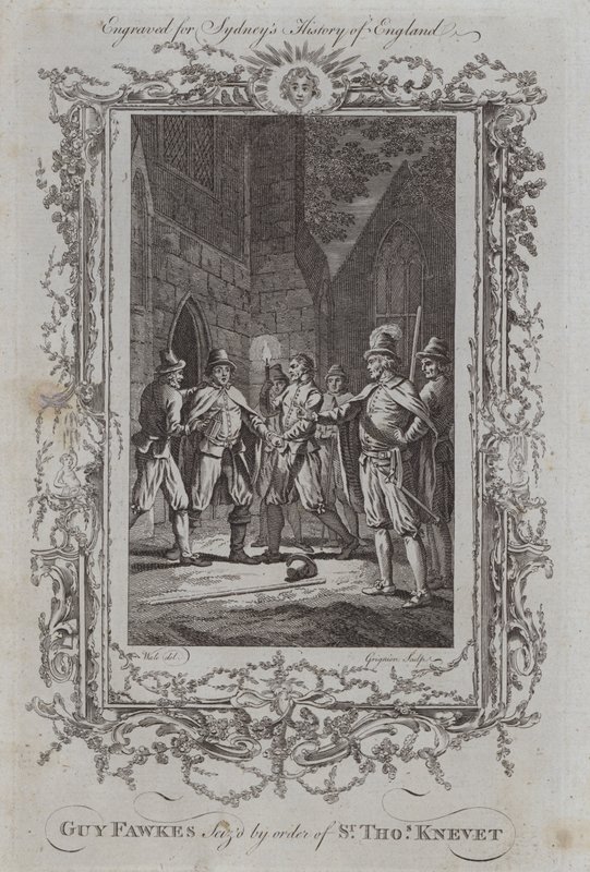 Guy Fawkes beslaglagt efter ordre fra Sir Thomas Knevet (gravering) af Samuel (after) Wale