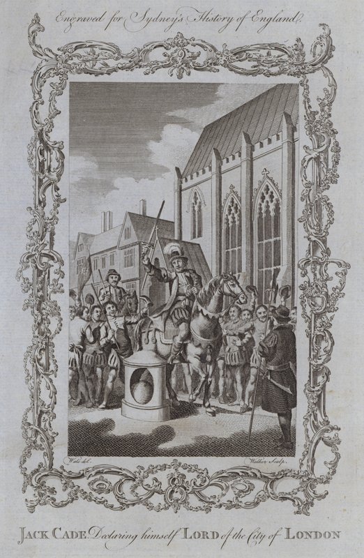 Jack Cade erklærer sig selv Lord of the City of London (gravering) af Samuel (after) Wale