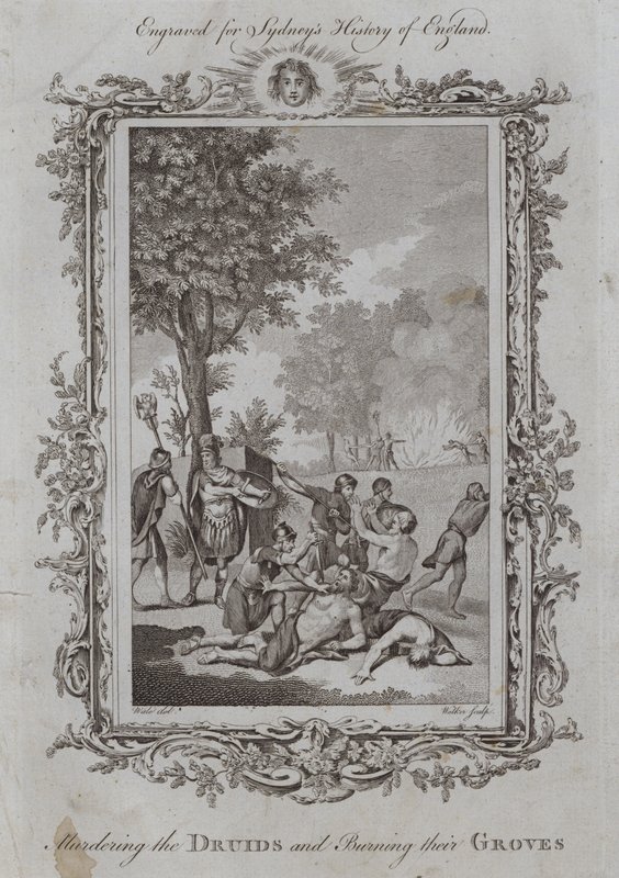 At myrde druiderne og brænde deres lunde (gravering) af Samuel (after) Wale