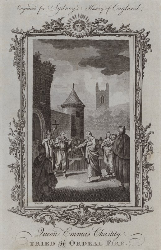 Dronning Emmas kyskhed prøvet af Ordeal Fire (gravering) af Samuel (after) Wale