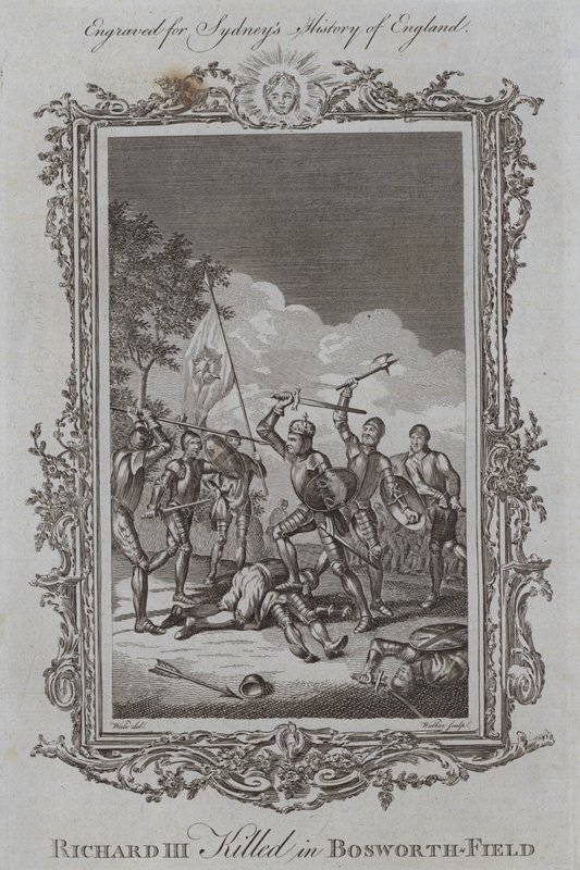 Richard III dræbt i Bosworth-feltet (gravering) af Samuel (after) Wale