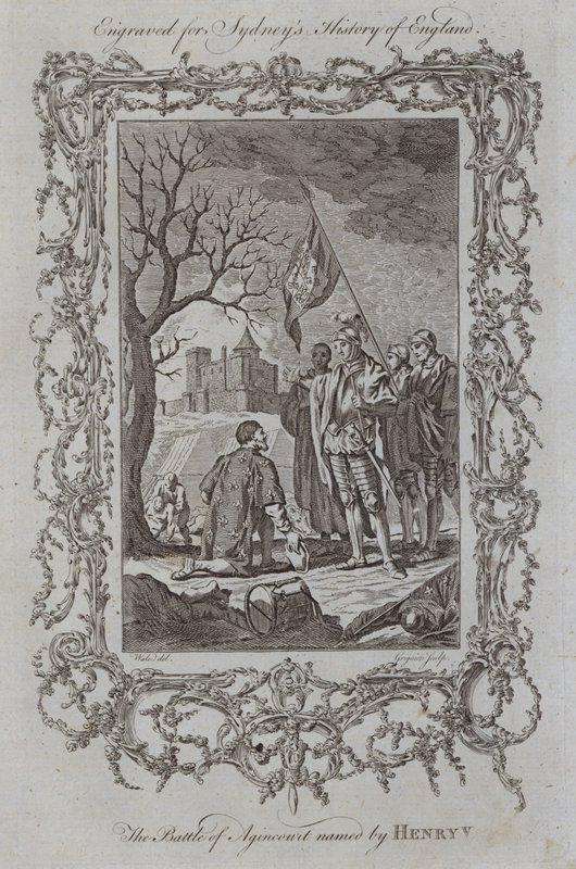 Slaget ved Agincourt navngivet af Henry V (gravering) af Samuel (after) Wale