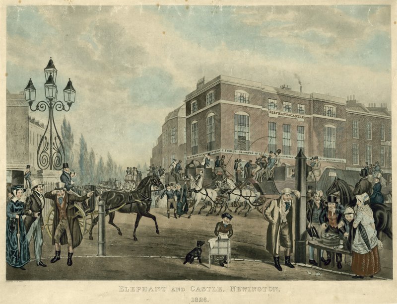 Elephant and Castle, Newington, London, 1826 af Samuel John Egbert Jones