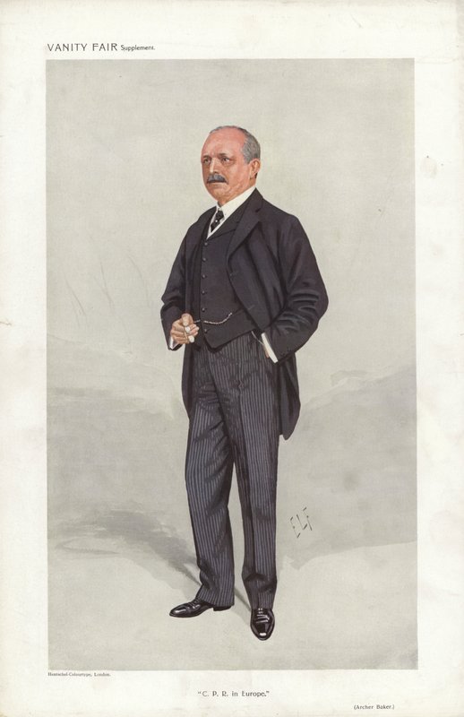 Archer Baker, C P R In Europe, Vanity Fair tegneserie (farve litho) af Samuel Luke (after) Fildes