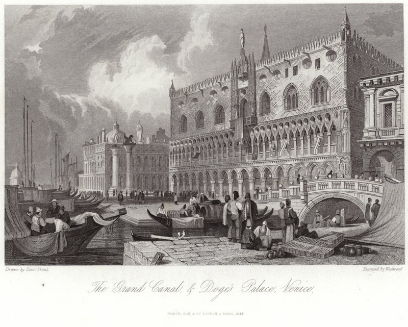 Canal Grande og Dogepaladset af Samuel Prout