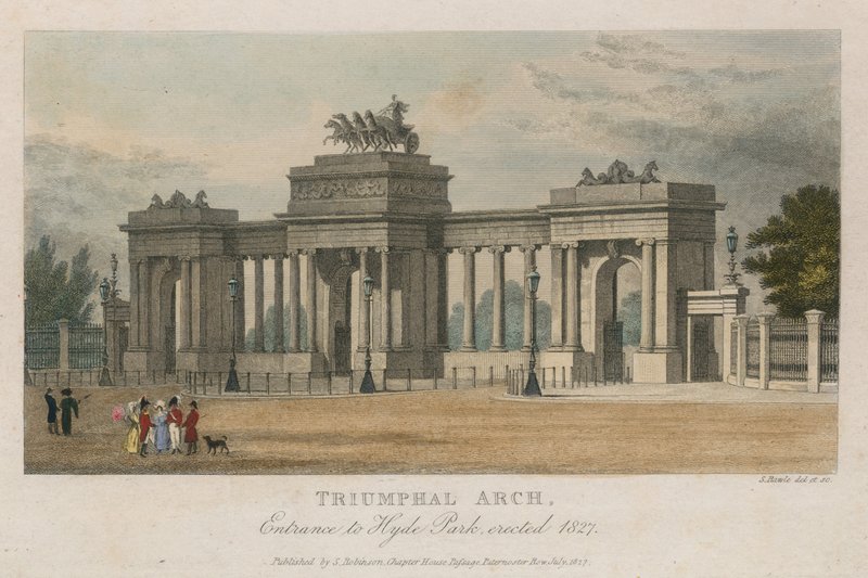 Triumfbue, indgangen til Hyde Park Corner, London, opført 1827 af Samuel Rawle