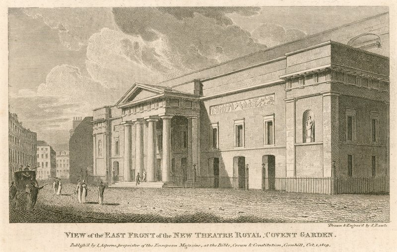 Udsigt over østfronten af det nye Theatre Royal, Covent Garden, London af Samuel Rawle