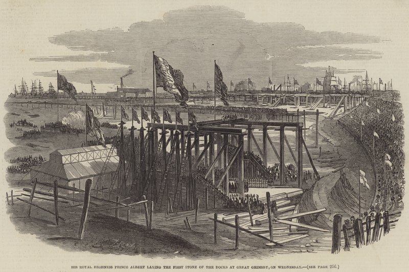 Hans Kongelige Højhed Prins Albert lægger den første sten af havnen i Great Grimsby onsdag af Samuel Read
