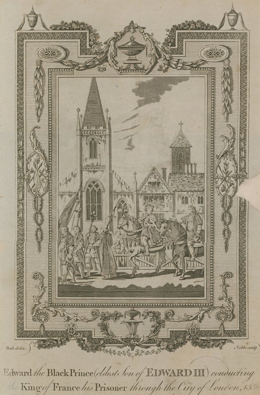 Edward den Sorte Prins fører sin fange Kongen af Frankrig gennem London af Samuel Wale