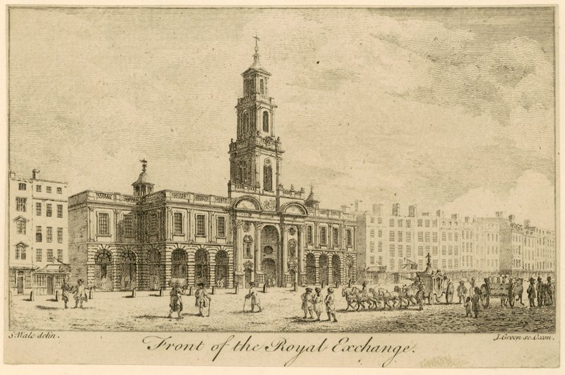Forsiden af Royal Exchange, London af Samuel Wale