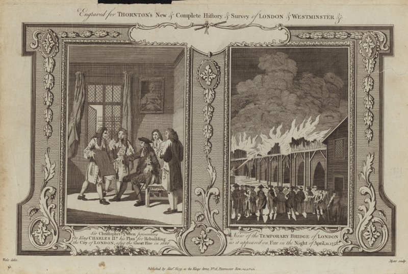 Londons brande i 1666 og 1758 af Samuel Wale