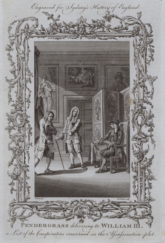 Pendergrass leverer til William III en liste over de sammensvorne, der er involveret i attentatkomplottet af Samuel Wale
