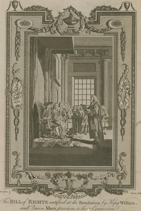 Bill of Rights ratificeret ved revolutionen af kong William og dronning Mary af Samuel Wale