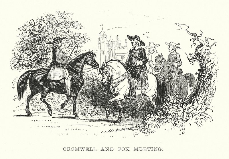 Cromwell og Fox mødes (kobberstik) af Samuel Williams