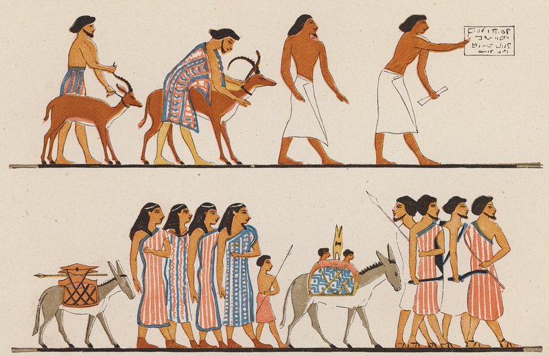 Gammel egyptisk kunst (farvelitografi) af School Egyptian