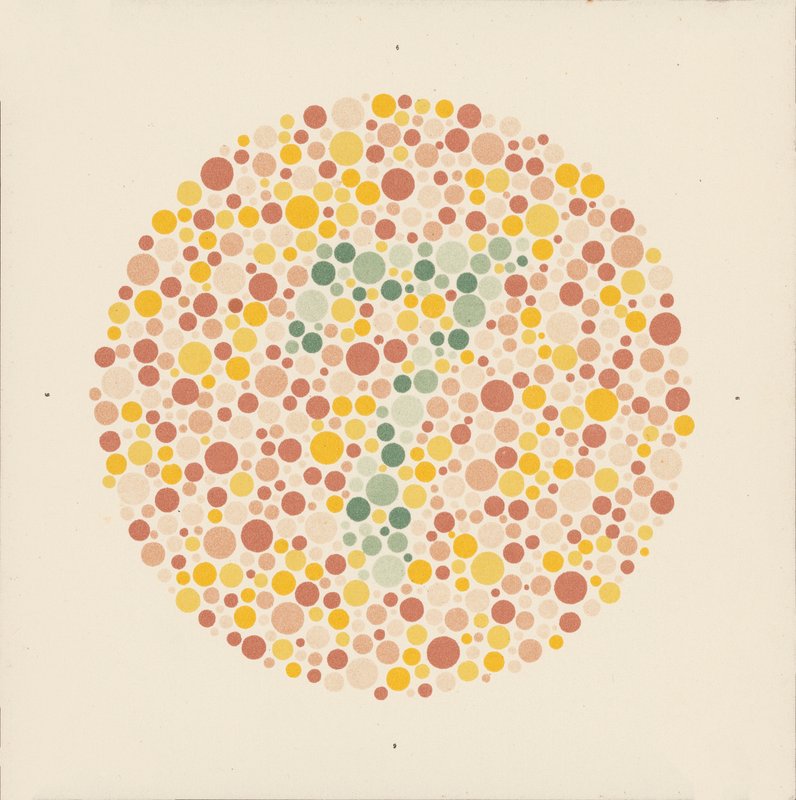 Ishihara-farvetest til at opdage farveblindhed. (farvelitografi) af School Japanese