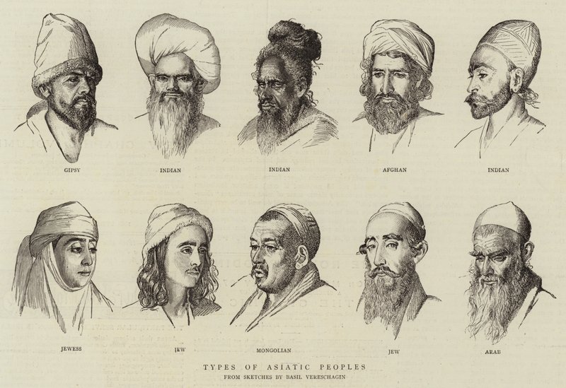 Typer af asiatiske folk (gravering) af School Russian