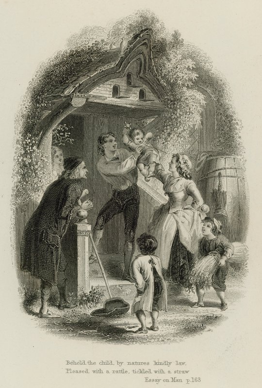 Scene fra Essay on Man, af Alexander Pope (gravering) af Scottish School