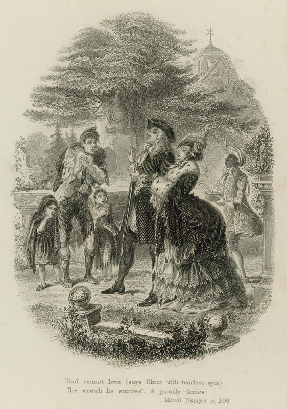 Scene fra Moral Essays, af Alexander Pope (gravering) af Scottish School