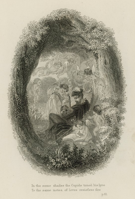 Scene fra Windsor Forest, af Alexander Pope (gravering) af Scottish School