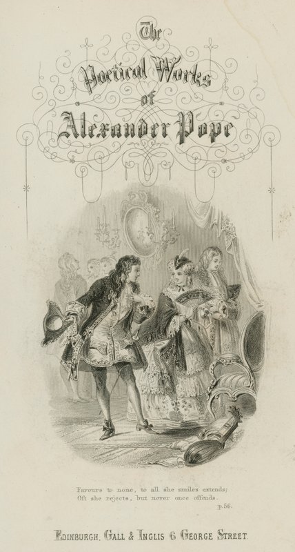Scene fra voldtægten af låsen, af Alexander Pope (gravering) af Scottish School