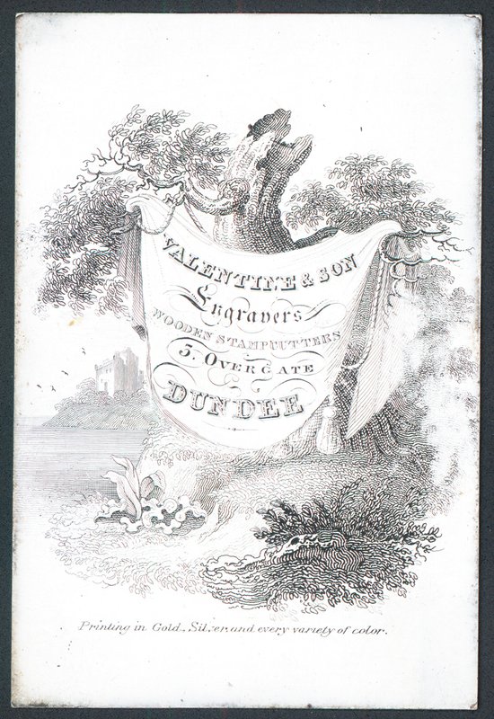Valentine & Søn, gravører og træstempelkuttere, handelskort af Scottish School