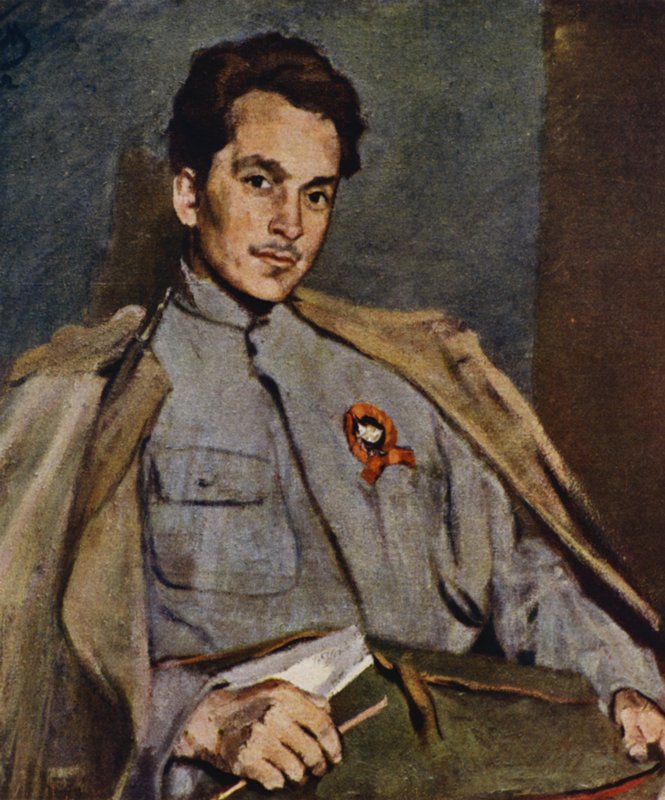 Portræt af russisk forfatter og revolutionær Dmitrij Furmanov af Sergei Vasilievich Malyutin