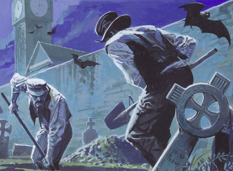 Burke and Hare, Grave Robbers and Murders (gouache på papir) af Severino Baraldi