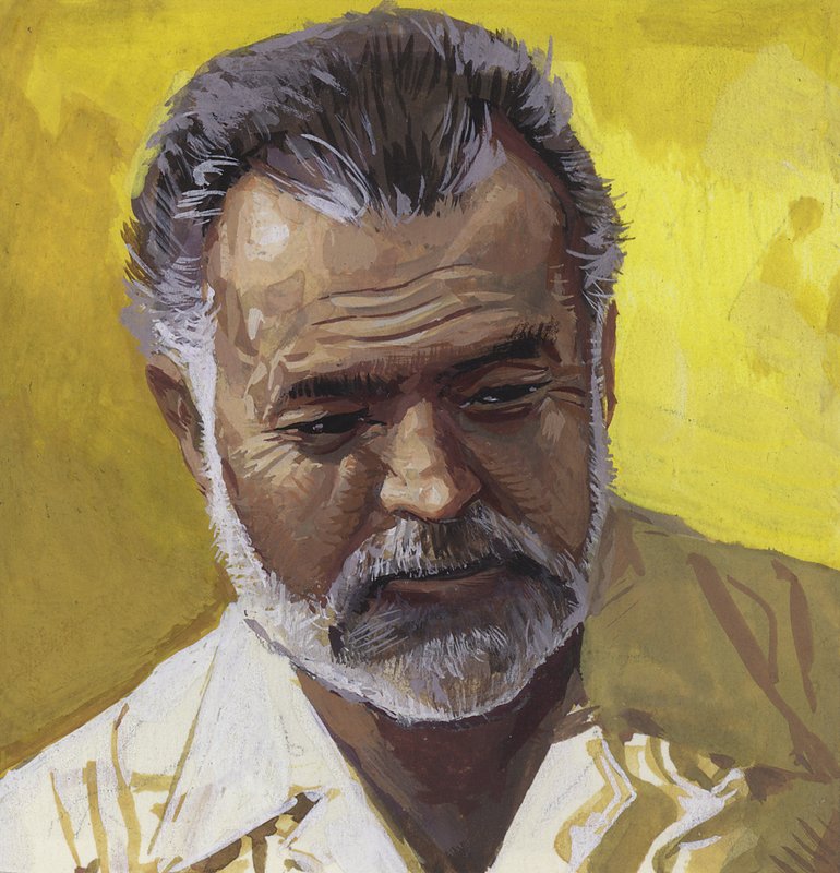 Ernest Hemingway (gouache på papir) af Severino Baraldi