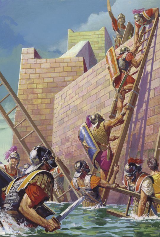 General Scipio finder en vej ind i den tilsyneladende uindtagelige fæstning Carthage Nova i Spanien. af Severino Baraldi