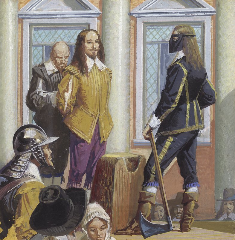 Henrettelsen af kong Charles I (gouache på papir) af Severino Baraldi
