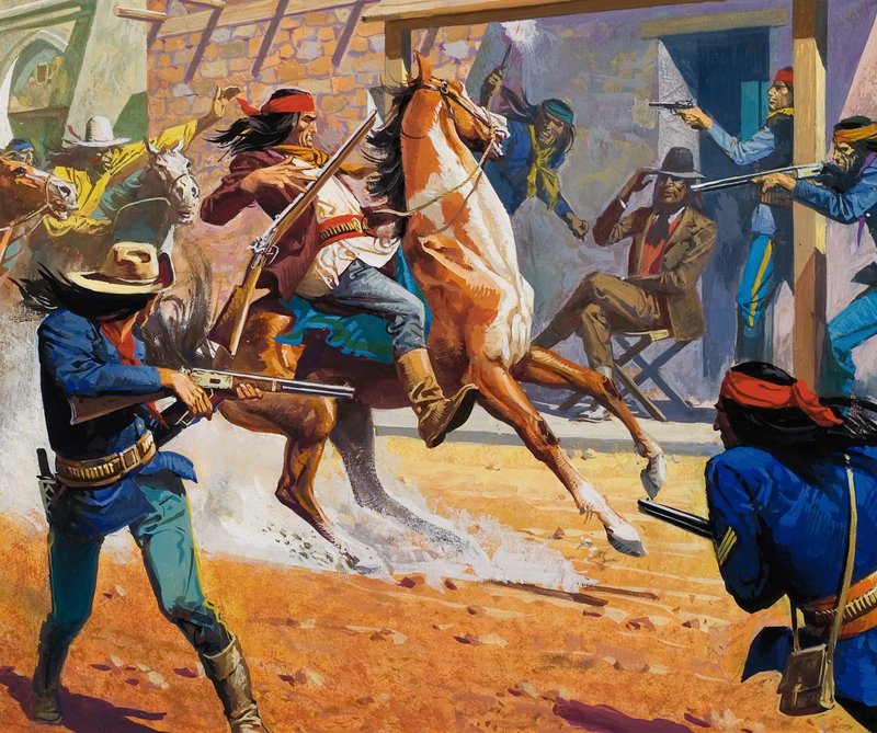 Uidentificeret scene med indianere af Severino Baraldi
