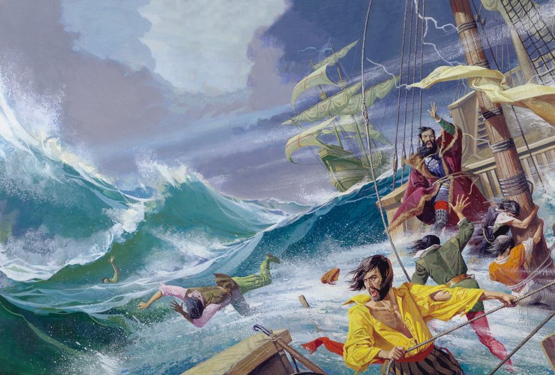 Vasco Da Gama på vej til Indien (gouache på papir) af Severino Baraldi