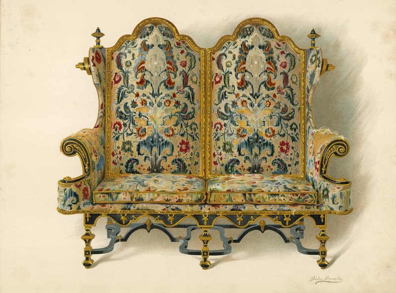 Sofa, ejendom tilhørende hertugen af Leeds (chromolitho) af Shirley Charles Llewellyn Slocombe
