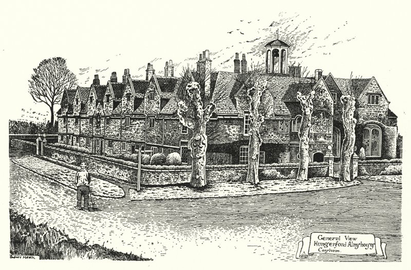 General View, Hungerford Almshouses, Corsham (gravering) af Sidney Heath