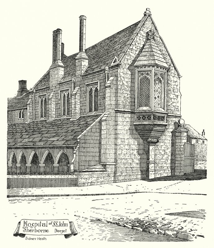 Hospital of St John, Sherborne, Dorset (gravering) af Sidney Heath