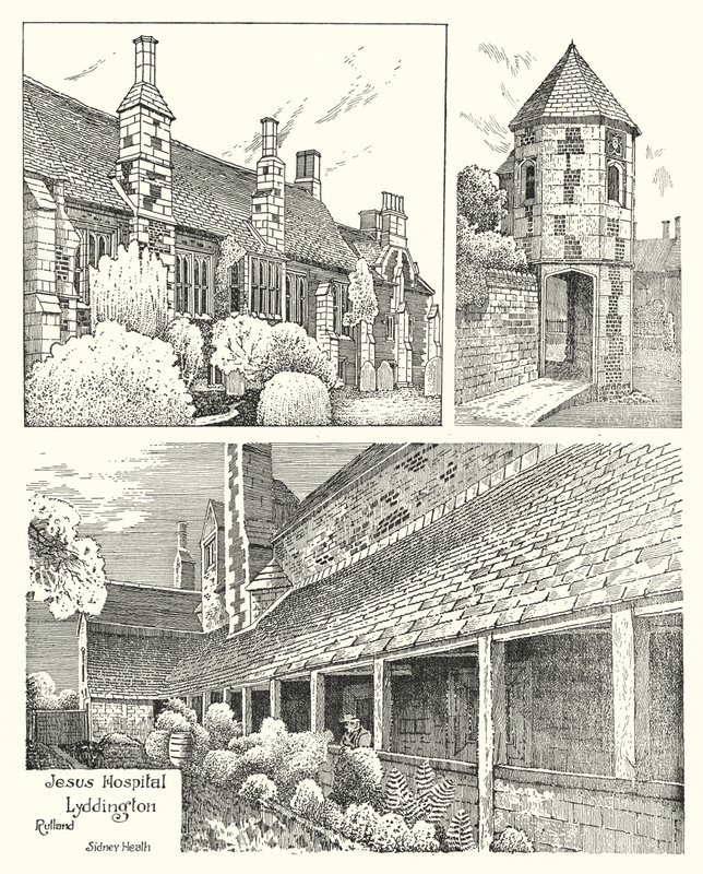 Jesus Hospital, Lyddington, Rutland (gravering) af Sidney Heath
