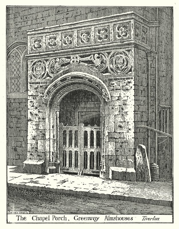 The Chapel Porch, Greenway Almshouses, Tiverton (gravering) af Sidney Heath